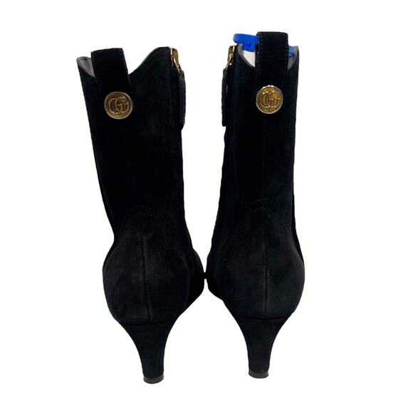 Gucci Black Western Suede Ankle Bootie Boots Size EU 37.5 - Picture 6 of 16